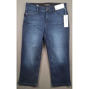 Liz Claiborne Jeans Womens 6 Blue Sara Crop Mid Rise Dark Wash Denim Preppy